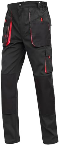 WORK IDEA Pantalon de Travail pour Homme avec Poches à Genoux Oxford en Toile résistante, Brun, XL