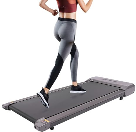 Motoriserat löpband hem gym promenaddyna smal kompakt löpning yoga för under skrivbord kontor elektrisk promenaddyna hem fitness motionscykel LED display skrivbord träningsutrustning elektrisk (grå)