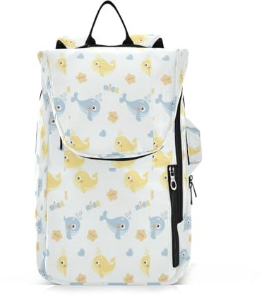 Amooorous Tennis-Rucksack für Erwachsene, wasserdicht, Cartoon-Motiv, niedlicher blauer Fisch, Meer, Tennisschlägerabdeckung, hält 2 Schläger für Tennis, Badminton, Schläger