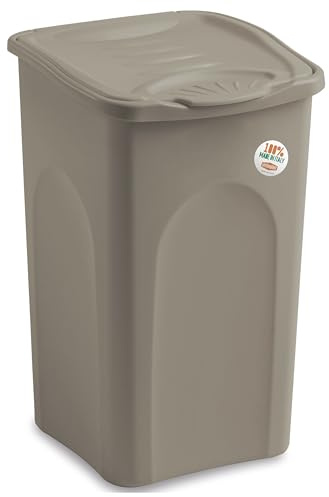 Wäschekorb Deckel 50L TAUPE 37x37x56cm Wäschesammler ohne Löcher Korb Wanne
