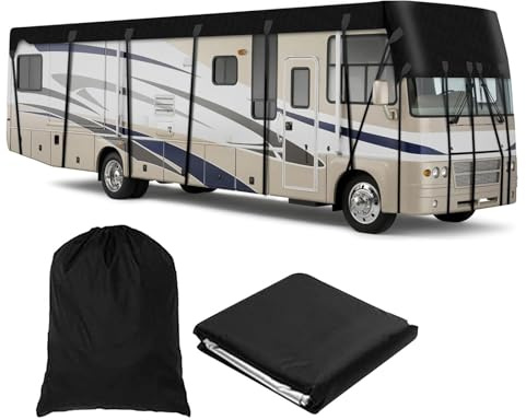 LFLIFENG Telo per Camper Tessuto Oxford 210D Veranda Camper Stoccaggio Pieghevole, Facile da Pulire Telo per Tendalino Camper Telo Copertura,Black-12m×3m