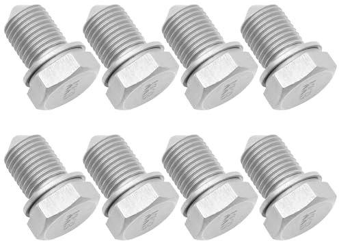 WYYFXY® 8 viti di scarico olio con anello di tenuta, vite dell'olio M14 × 1,5 cm, vite di scarico dell'olio con rondella filettatura, compatibile con N90813202 per vasca dell'olio auto