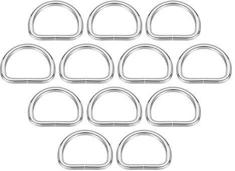 sourcing map 30 Pcs Metal D Rings Buckle 1/2 ID 2.8mm Thickness Heavy Duty Opening D-Rings Clips Hooks for Crafts Hardware Bags Keyrings Straps Belts DIY Accessories, Bright Silver