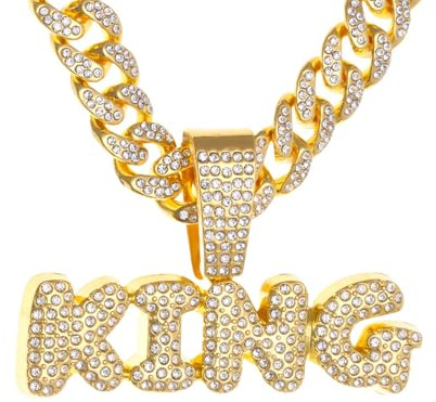 LCWLJL KING Necklace for Men Stainless Steel Religious Retro Nail Cross Pendant Necklace (Golden-2)