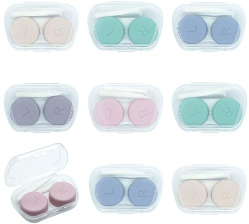 keepsweat 8 Pack Contact Lens Cases,Portable Coloured Eye Contact Lenses Case Box with Applicator Tool and Tweezers Remover Tool Travel Size Solution Soak Storage Kit(Random Color)