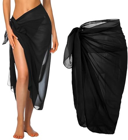 Dinghaole Pareo Femme Plage Sarong, Jupes Cache-Maillot Bikini Cover Up Couvertures de Plage Semi Transparent, Wrap de Femmes