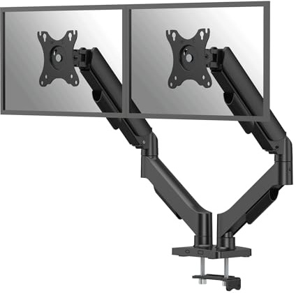 Fellowes Brazo monitor doble Everyday Plus muelle a gas, para 2 pantallas hasta 32 2-9 kg cada una, ajuste altura sin herramientas, inclinación, giro, rotación, VESA 75/100, montaje abrazadera u ojal