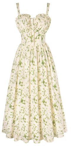 SCARLET DARKNESS Women Summer Sun Dress Casual A-Line Sleeveless Spaghetti Strap Floral Dress for Beach
