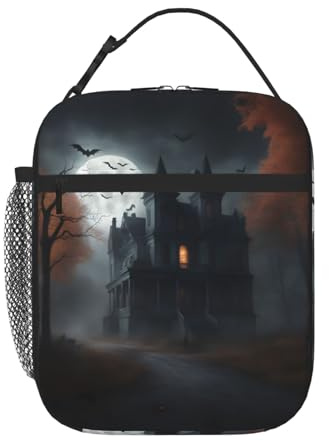 Bolsa de almuerzo con estampado de terror de Halloween para oficina, trabajo, picnic, lonchera aislada reutilizable para adultos