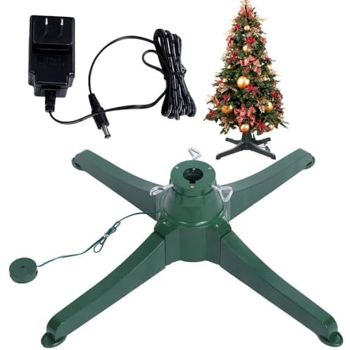 Pied de sapin de Noël électrique rotatif à 360° avec hauteur réglable, supporte les arbres jusqu'à 2,3 m et 36,3 kg, adaptateur d'alimentation inclus