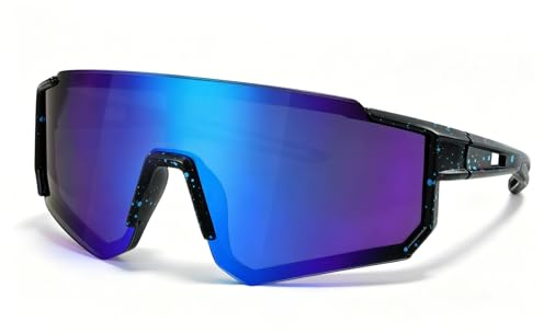 Gafas Ciclismo Niño, Gafas de Sol Niño, Gafas de Sol Deportivas para Niños, Gafas de Bicicleta para Infantiles, Protección UV 400 para Niños y Niñas para Ciclismo, Correr y Tenis (Blanco y azul)