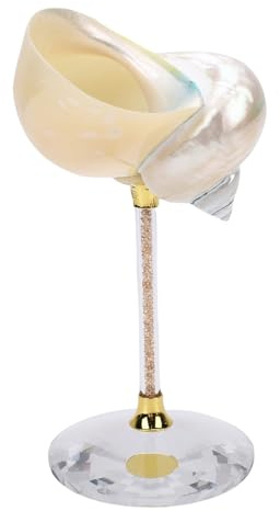 FTVOGUE Copa de Vino con Forma de Caracola, Copa Artesanal Pulida con Diseño único de Concha Natural sin Teñir, Ideal para Bodas, Fiestas, Bares y cócteles. (WHITE)