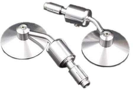 Convex Motorrad CNC Aluminium 3 Seite Rückansicht Rearview 7/8 Lenker End Lenker Barend Spiegel Cafe Racer (Silber)