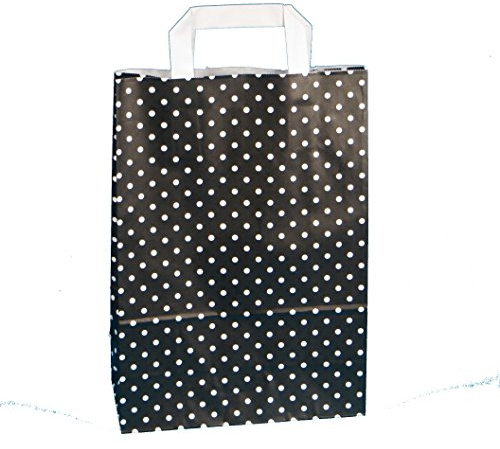 250 Papiertragetaschen Papiertüten Geschenktüten Einkaufstüten Papier schwarz Punkte Pünktchen Polka Dots weiß 3 verschiedene Größen zur Auswahl (22+10x31cm)