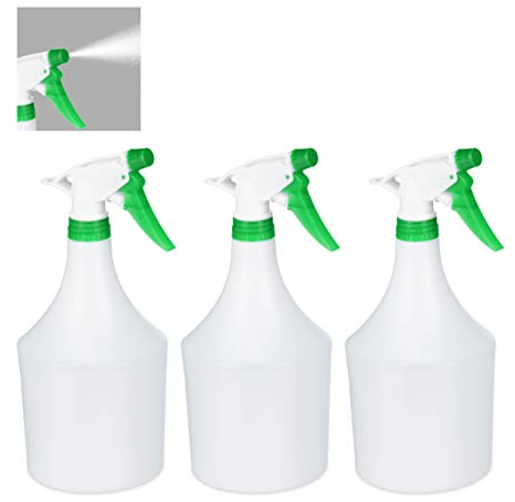 Relaxdays 3X Bottiglie Spray, Set, Erogazione Regolabile, 1 Litro, Vaporizzatore, Nebulizzatore Piante, Verde