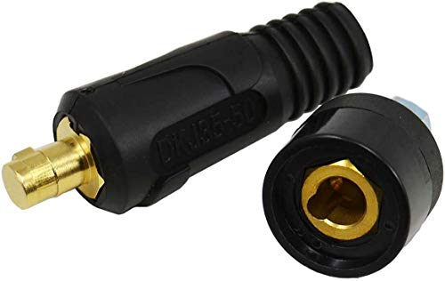 RIVERWELD WIG-Schweißkabel-Panelstecker-Buchsenset DKJ35-50 & DKZ35-50 Schnellverschluß 315Amp Schwarz 2 Stück
