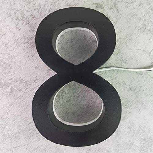 Pangyoo PYouo-Nummernschild 3D Led Moderne Hausnummer, Schwarz Farbe: Weiß Light Stainless Metall, im Freien Wasserdichten Home Hotel Türschild Schild, Bestes Logo (Color : 8, Size : 150mm 6in)
