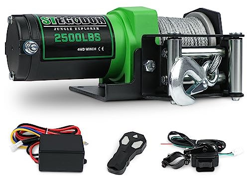 STEGODON Verricello elettrico ATV/UTV, 12 V, verricello elettrico con telecomando cablato e telecomando wireless per ATV, rimorchio, barca, fuoristrada