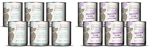 MjAMjAM - Premium Nassfutter für Hunde - Gute Pute an gekochtem Reis mit gedämpfter Zucchini (6 x 800 g) & Premium Nassfutter für Hunde - schmackhafter Truthahn an leckeren Möhrchen(6 x 800 g)