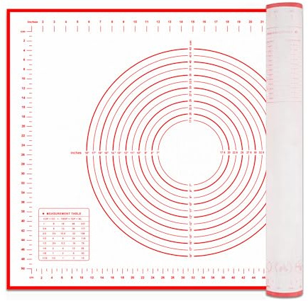 HOOMIL Tapis de Cuisson, 50×70cm Réutilisable en Silicone Anti-Adhésif Tapis Patisserie avec Mesures pour Macaron, Biscuits, Pâte à Pizza, Pain, Fondant
