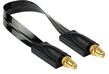 Ultradünne SMA Fenster-Durchführung - SMA Buchse an SMA Buchse - HF Koaxial-Flachkabel 1.13 - für 5G, LTE / 4G Antennen(kabel) - schwarz, ca. 20 cm