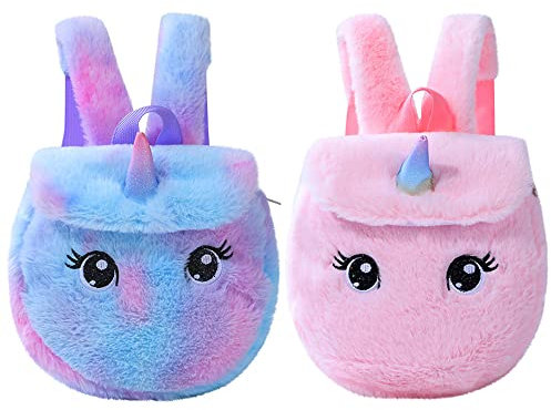TOKYMOON Einhorn Rucksack Kinderrucksack Mädchen Freizeit Rucksack Schüler Rucksack Schule Bücher Tasche Kinder Rucksack Kindergarten Kleinkind Rucksack Plüsch Rucksack für Baby violett+rosa
