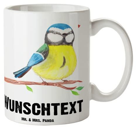 Mr. & Mrs. Panda Trinkbecher personalisiert Vogel Blaumeise - Personalisierte Geschenke, becher mit namen, Tasse, Frühling, Kaffeebecher, personalisierbar, Ostern Kinder, personalisierbare, Ostergrüße