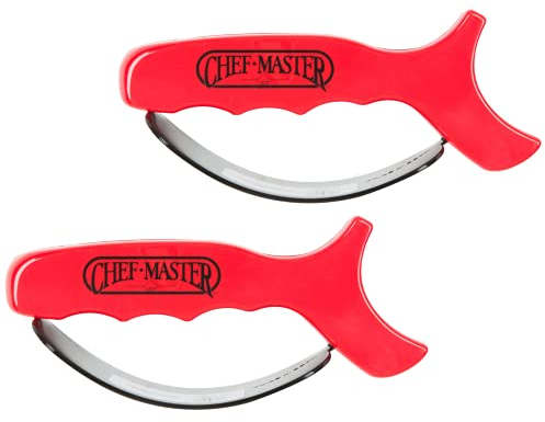 Hand-Held Kitchen Knife Sharpener for Chef Knives (2 Pack) – Professional Grade Tool with Reversible Carbide Blades, Stainless Steel & Safety Finger Guard - Knife Sharpening Use by Chef Master 90015