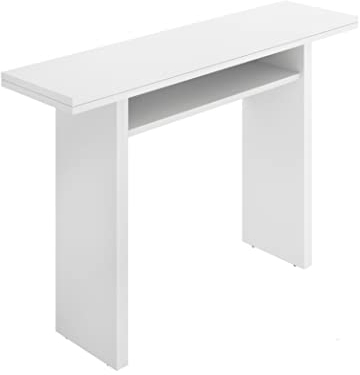 DEKIT GRUPO RIMOBEL TALY Mesa Consola Extensible Comedor Cocina, Melamina, Blanco, 77-75x111x33-66 cm