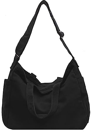 X SIM FITNESSX Borsa a tracolla unisex, in tela, per uso quotidiano, ufficio, scuola, viaggi, Nero, Rétro