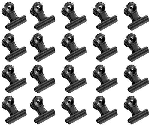 20Pcs Black Binder Clips,Metal Bull Clips, Metal Hinge Clips for Food Packages, Mini Picture Small Paper Clamps, Photo File Document Clip Home and Office Supplies