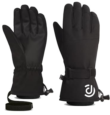 Snowledge Ski Gloves, Thermal Winter Gloves -25℉ Men Women Snow Gloves Touchscreen/Coldproof/Waterproof/Windproof Gloves Black Funky Style S-XL