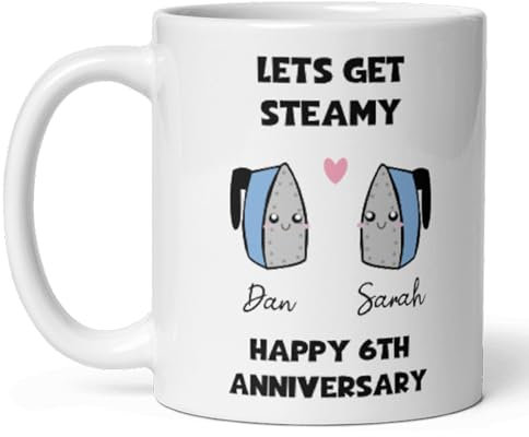 Confidently Quirky - Personalised Funny 6th Anniversary White Mug, Funny Sixth Year Together, Iron Anniversary, 6th Wedding Anniversary For Him