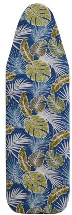 SHERWOOD Ironing Board Cover (Monstera Leaves,124x38cm) | 100% Cotton Cover with Thick Felt Resists Scorching and Staining, Adjustable Fastener, Elastic Edges, Stays Put