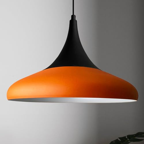 bamyum Paladin Hängelampe Esstisch Metall Ø35cm, Pendelleuchte Orange Lampenschirm Wohnzimmer Industrial Vintage, Küchenlampe Hängend