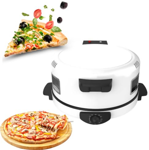 Pizza Maker Electric Pizza Oven 40cm Diameter Indoor Pizza Oven Double-Sided Heating, Non-Stick Pizza Maker With Adjustable Temperature Control, Table Top Pizza Oven For Pizzas/Nachos/Omelette white