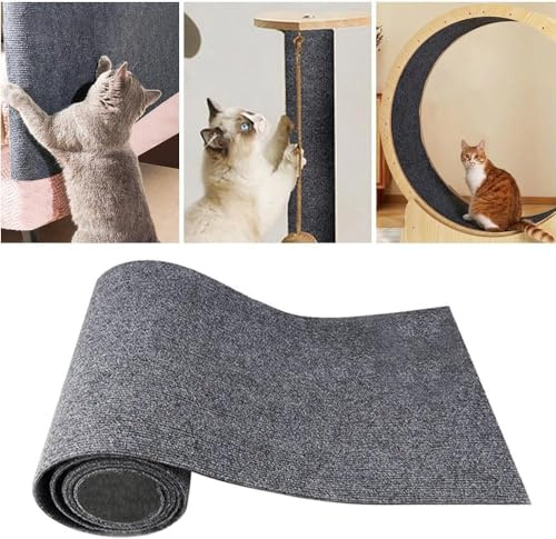 Heflashor Kratzmatte Selbstklebend Kratzteppich Katze Wand DIY Zuschneidbare Katzenkratzmatte Kratzbrett Kratzschutz AntiKratz Tape Kratzpads für Sofa,Teppiche,Möbel,Katzenständer,Dunkelgrau,L