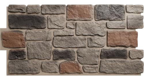 EverStone Cobblestone Faux Stone Panel, 48W x 23 3/4H x 1 1/8D, Smolder Color