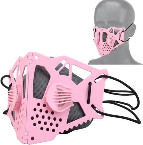 PBTMCD Demi-masque Facial pour Hommes Femmes, Masque Amovible/réutilisable, Masques Légers, Masques Pliables, Masque De Paintball Airsoft, Masque Accessoire D’ensemble Tactique(Pink)