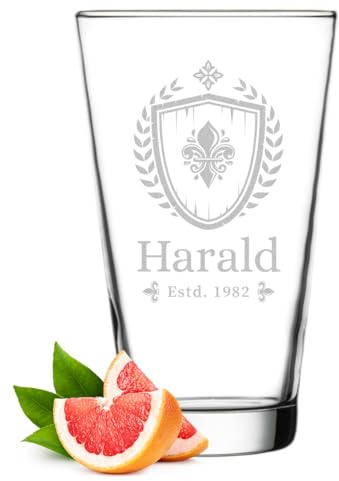 polar-effekt Leonardo Longdrinkglas 300 ml mit personalisierter Gravur - Geburtstagsgeschenk für Männer - Trinkglas für Mojito, Gin Tonic, Wasser und Saft - BPA-Frei