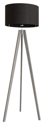 ValueLights | Grey Wood Tripod Floor Lamp with Black Fabric Drum Lampshade Living Room Hallway Light | Floor Lamps, Home Décor & Improvement Essential