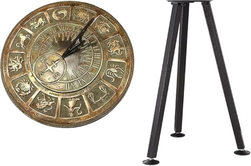 ANTIQUEMEDIEVAL Reloj de sol de latón macizo con soporte, adornos de jardín