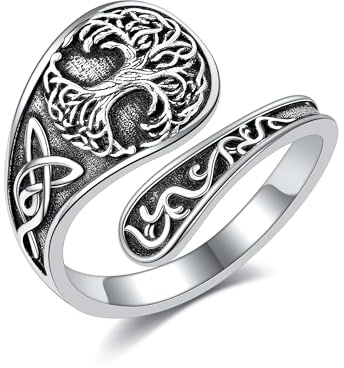 DAYLINLOVE Kolibri/Hai/Seaturtle/Baum des Lebens Löffelringe 925 Sterling Silber verstellbare Tier Schmuck Geburtstagsgeschenke für Frauen