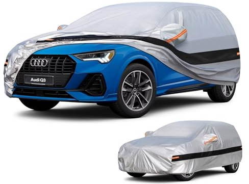 Holthly Autoabdeckung SUV Passend für Audi Q3,SQ3,RS Q3 (2012-2025) 10 Schichten Vollgarage Auto Abdeckplane 100% Wasserdicht Autoplane Outdoor Autogarage Staubschutz,Wind,Regen und UV Schutz.