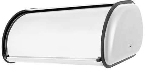 Sindipanda Panera de acero inoxidable con asa, contenedor de pan a ambos lados con orificios de ventilación, para el hogar y la cocina, 43,5 x 27 x 18 cm