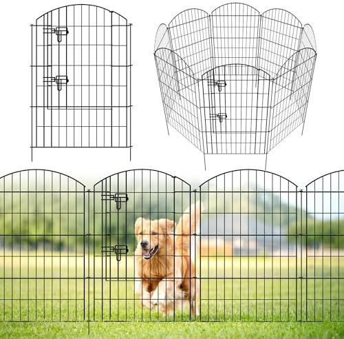 ARIFARO Metall Dekorative Gartenzaun, 101cm H x Gesamtlänge 3,5m | Paneelbreite: 71cm, 4 Panels+1 Tor, Keine Graben Haustier Zaun Metall Drahtzaun Panel Grenze für Hund, Kaninchen, Hof