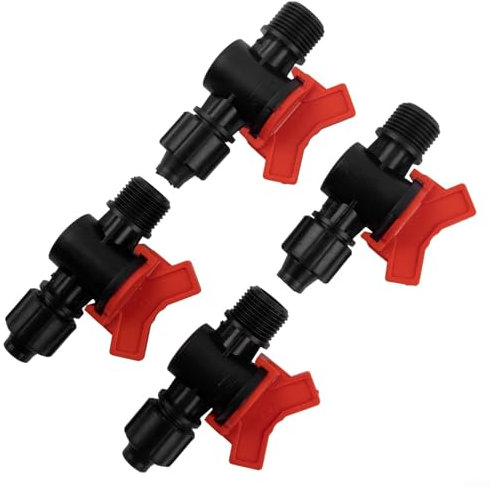 Valvola di chiusura a sfera per tubi in PE, per irrigazione giardino e costruzione di laghetti, include 4 valvole (da 16 mm a 1/2)