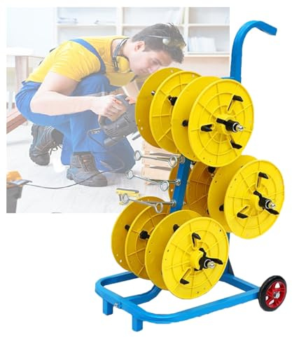 Heavy Duty Portable Cable Reels, Industrial Wire Dispenser for Large Spools, Durable Yellow Wire Organizer for Construction and Agriculture