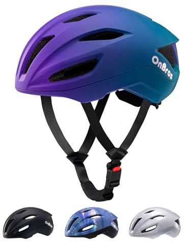 OnBros Rennradhelm, Verstellbar Fahrradhelm für Herren und Damen Leichter Fahrradhelm mit Abnehmbarer Innenfutter Helm Rennrad (Purple Blue)