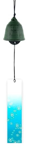 Orivin Carillon Éolien Suspendu, Carillon Japonais En Fer, Cloche De Temple Verte Pour Jardin, Terrasse, Balcon